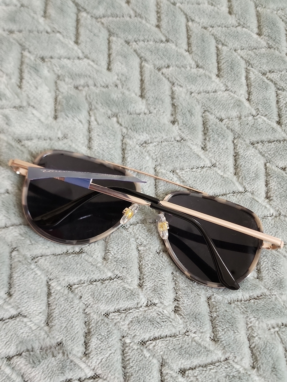 Tortoiseshell Fun Aviator Sunglasses with Black Lenses - Picture 2 of 6